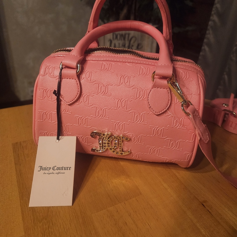Juicy Couture Pink Embossed Satchel with Gold Hardware - Picture 7 of 9